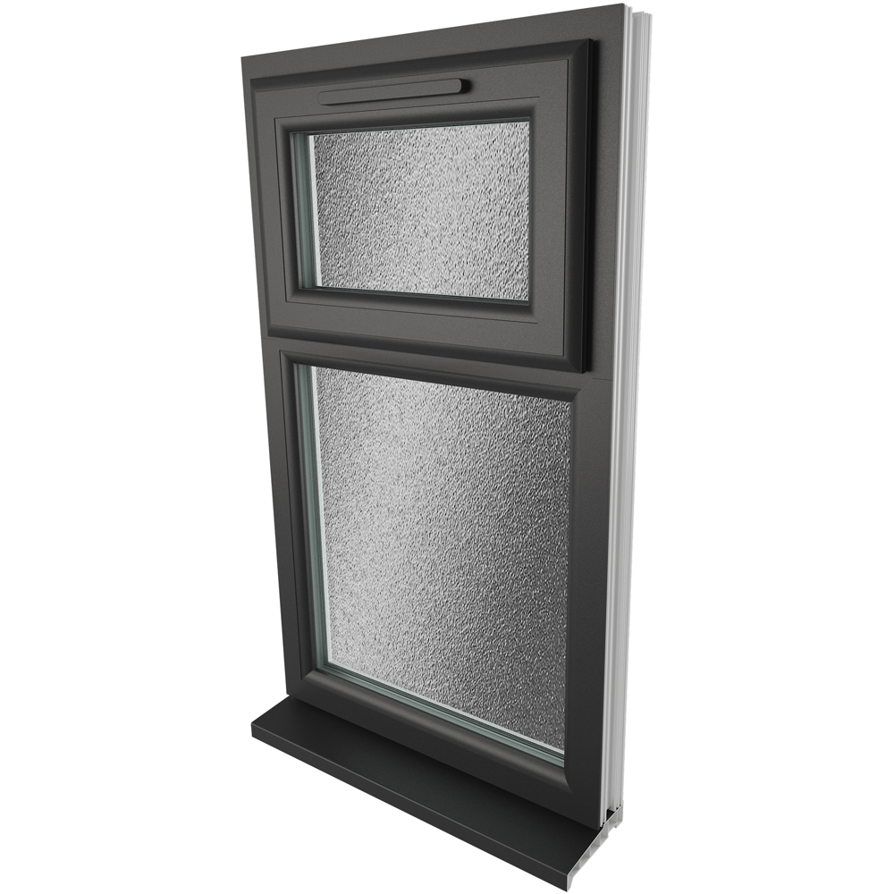 Crystal Black and White Top Hung Over Fixed Light Obscure Triple Glazed Window 610 x 1115mm Image 4