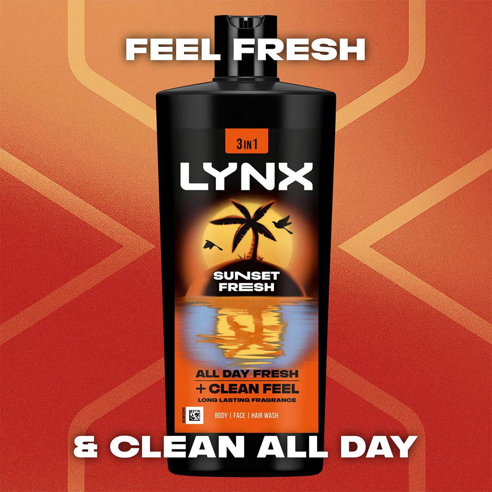 Lynx XXL Sunset Fresh Body Wash 700ml 3 Pack Image 3