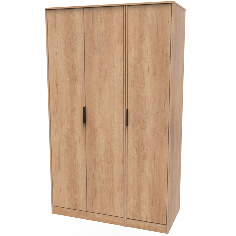 Crowndale Hong Kong 3 Door Nebraska Oak Tall Wardrobe Ready Assembled Image 2
