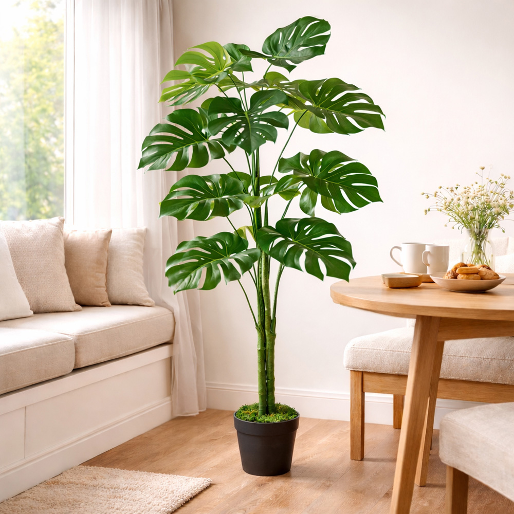 Leaf Monstera Cheese Artificial Plant Pot 120cm Image 2