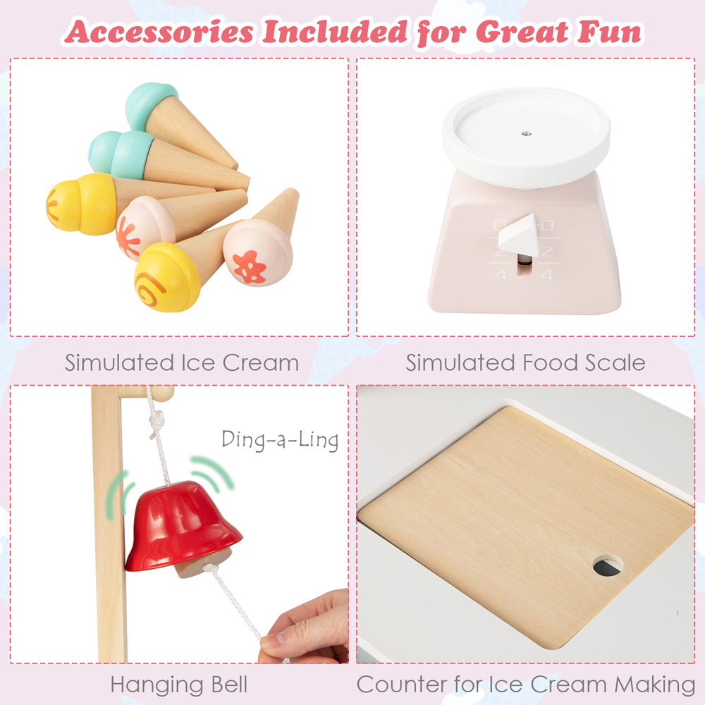 Costway Red Kids Wooden Pretend Grocery Store Playset Image 5