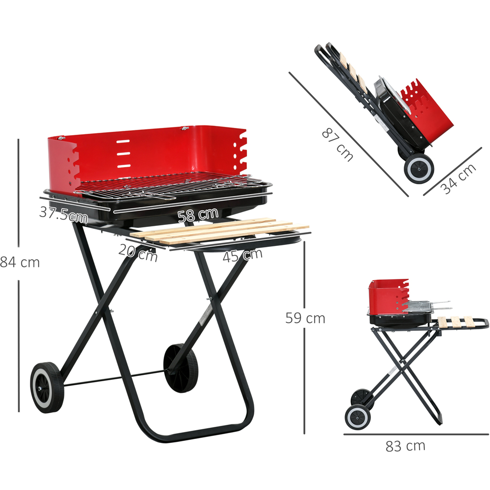 Outsunny Foldable Charcoal Trolley BBQ Grill Image 8