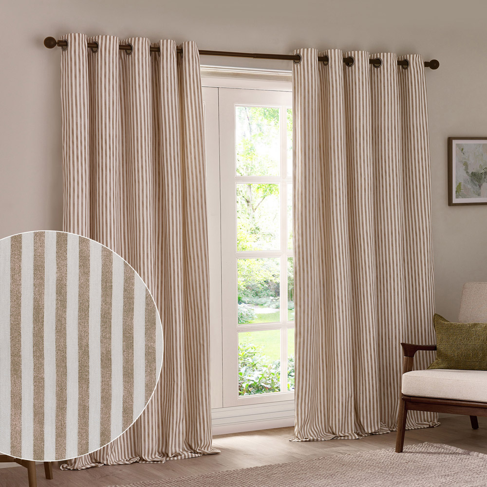 Yard Hebden Natural Cotton Blackout Eyelet Curtains 168 x 137cm Image 2