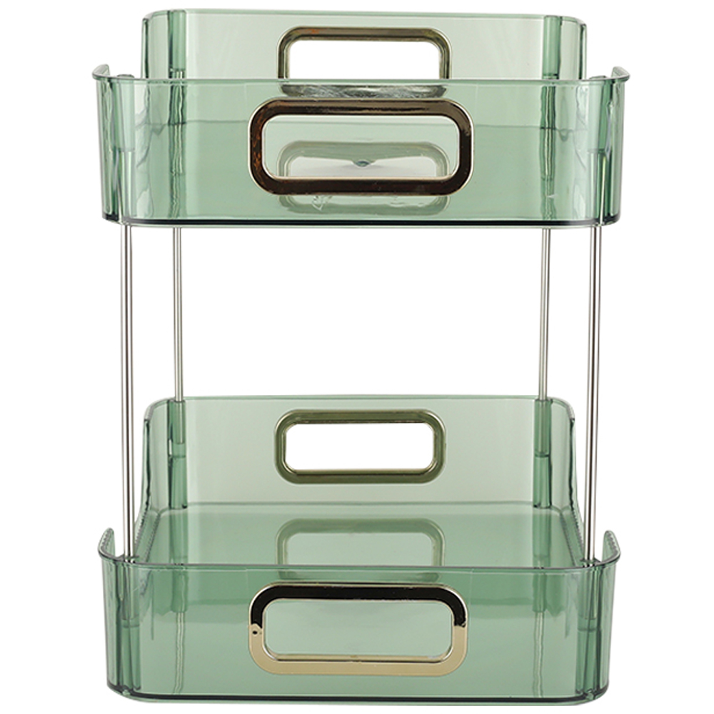 Living and Home 2 Tier Green Plastic Desktop Cosmetic Organizer Image 3