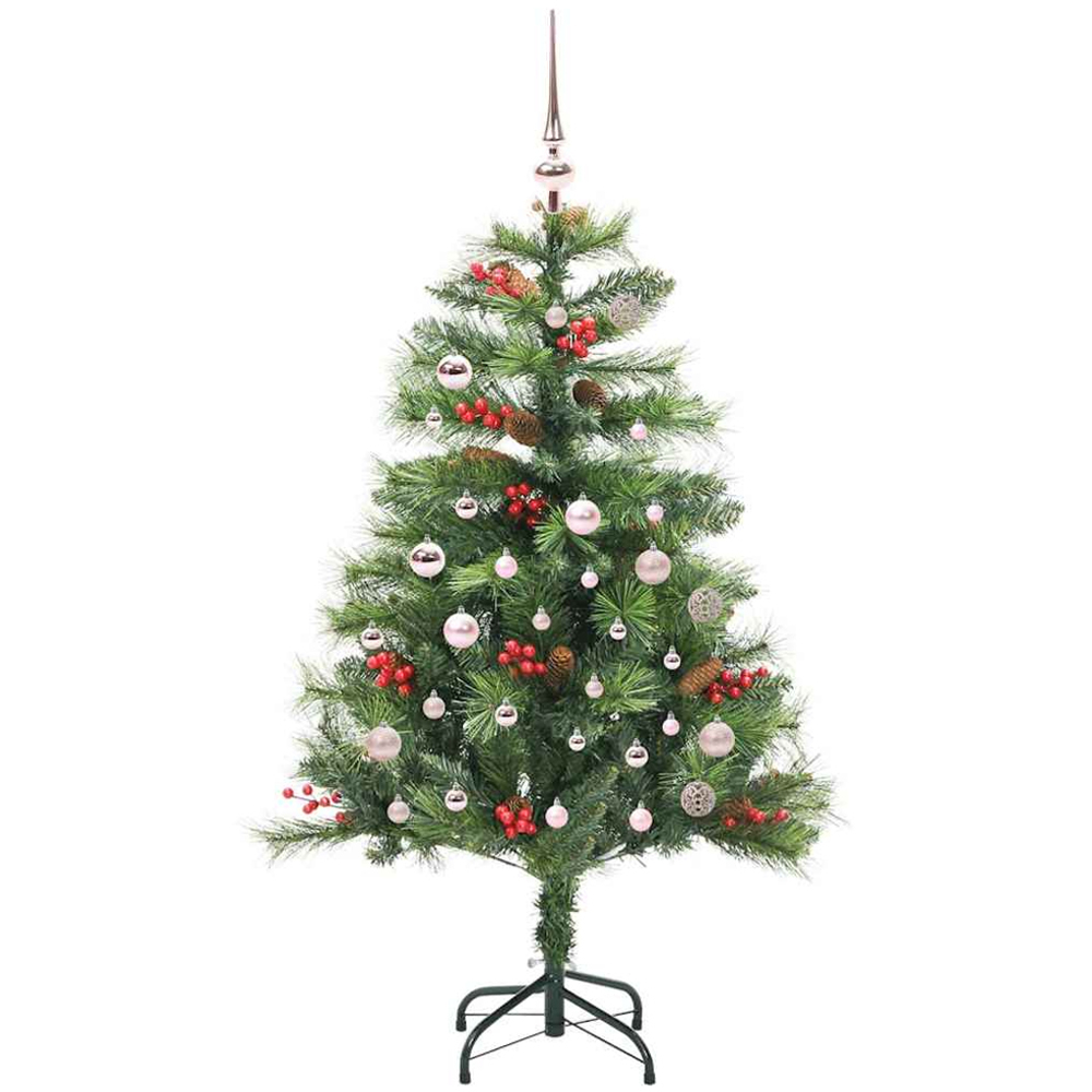 vidaXL 150 LED Pre-Lit Pink Baubles Green Artificial Christmas Tree 5ft Image 4