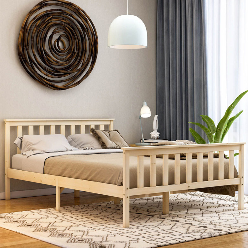 Vida Designs Milan Double Pine High Foot Wooden Bed Frame Image 1