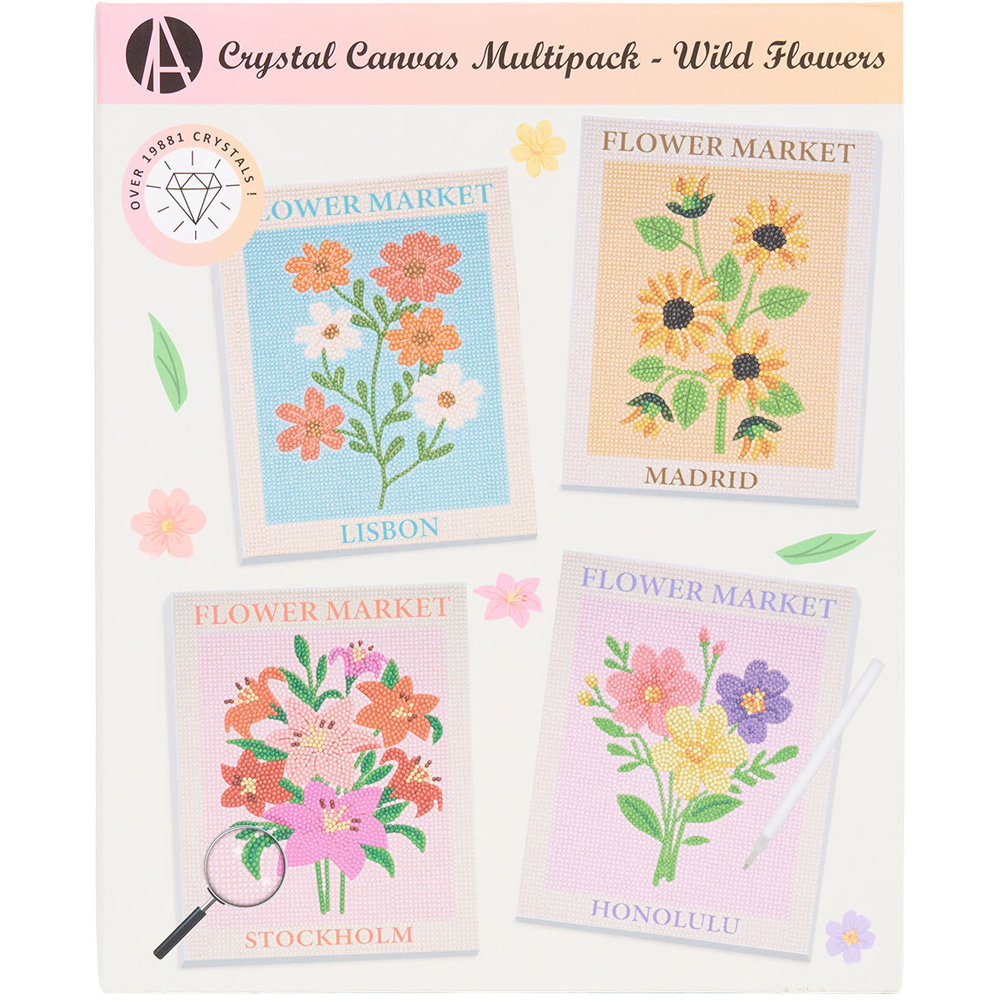 Pack of 4 Wild Flowers Crystal Canvases Image 2