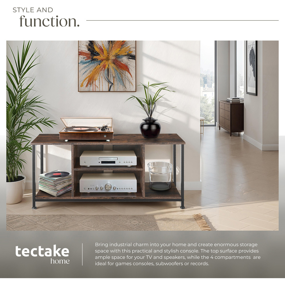 Tectake 4 Shelf Rustic Dark Wood TV Stand Image 5