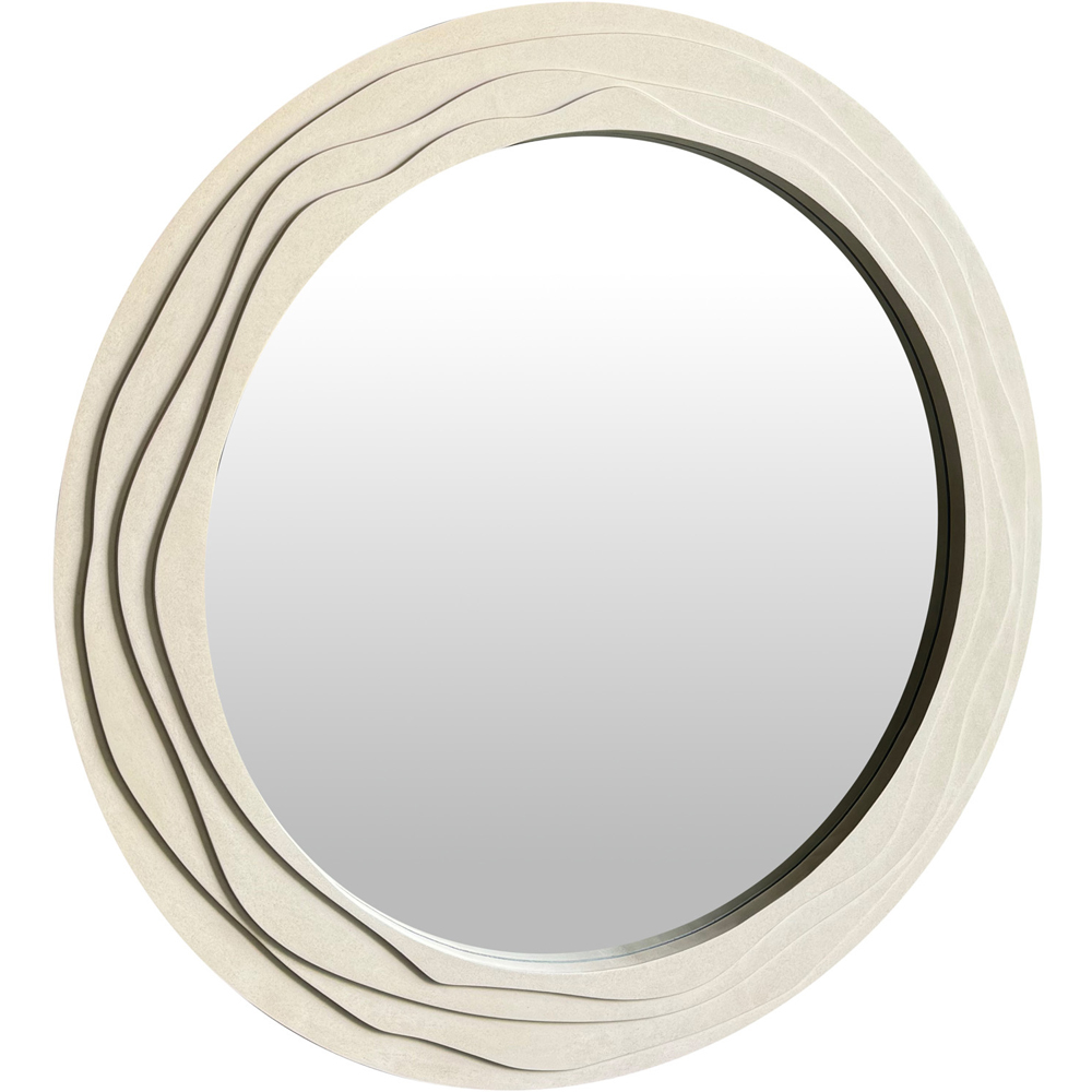 Ridged Circular Mirror Ivory Image 1