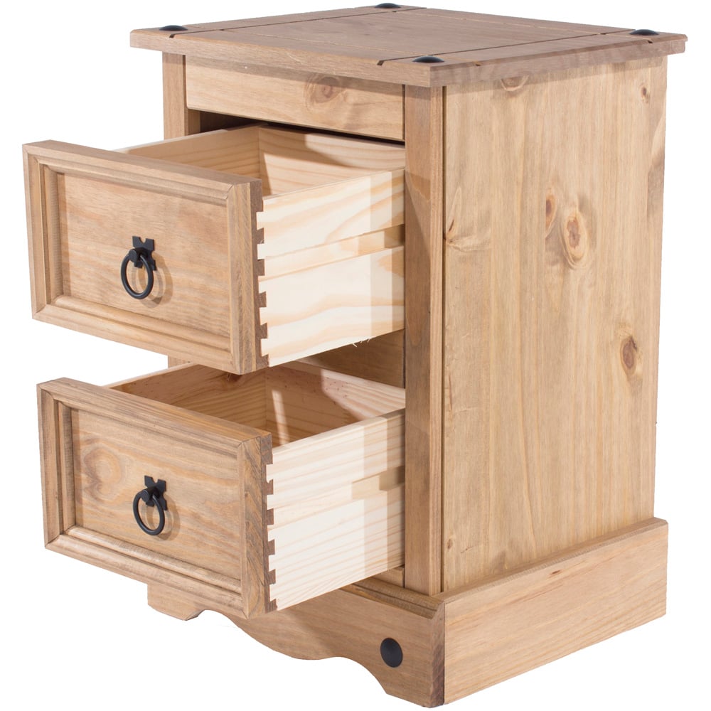 Corona 2 Drawer Antique Wax Petite Bedside Table Image 4