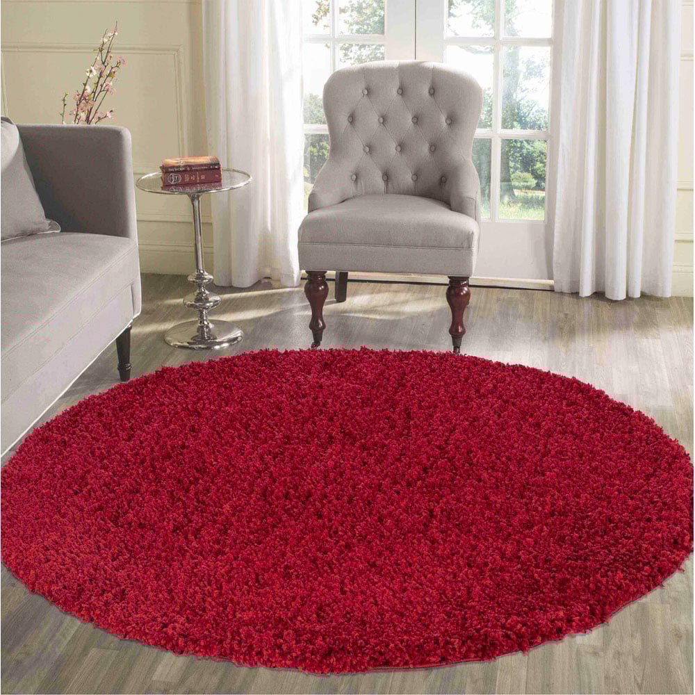 Desire Rugs Oxford Red Plain Round Shaggy Rug 120 x 120cm Image 2