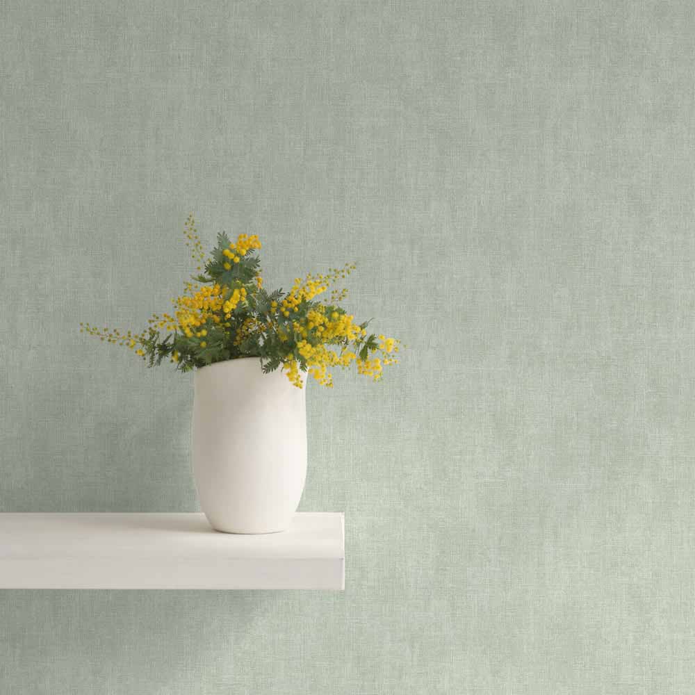 Darcy James Linen Green Textured Wallpaper Image 4