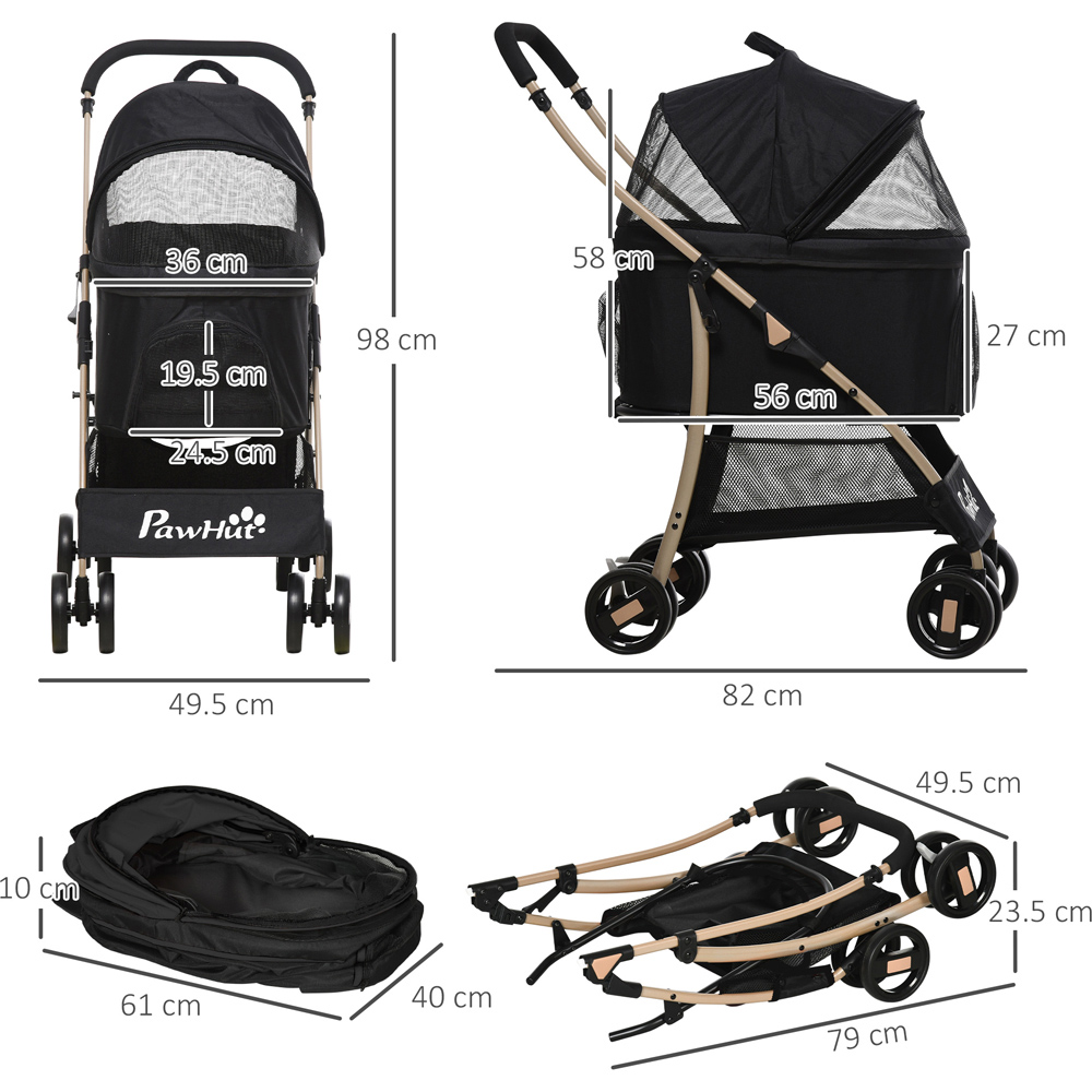 PawHut 3 in 1 Black Pet Stroller Image 7