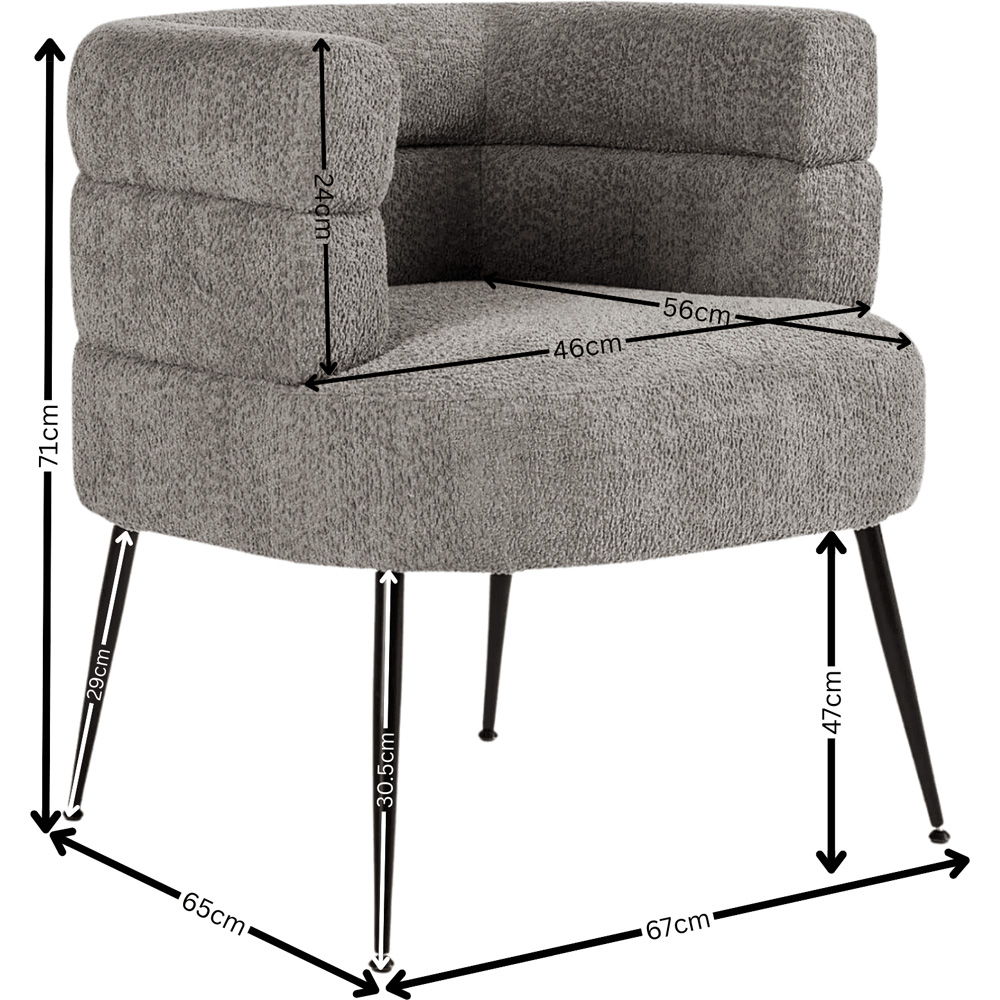 Home Source Grey Boucle Teddy Fur Barrel Accent Chair Image 7