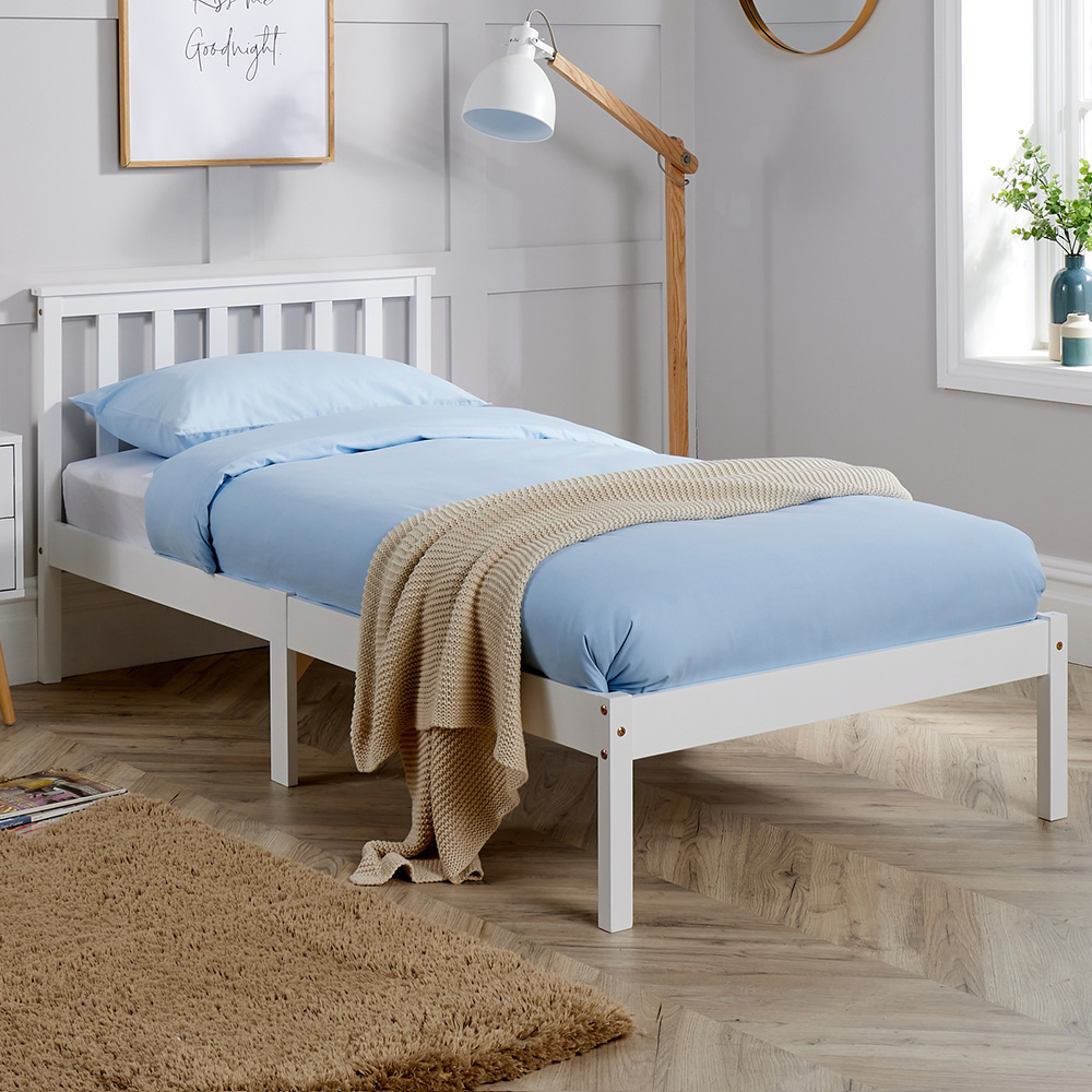 Home Source Florida White Low End Wooden Bed Frame Image 8