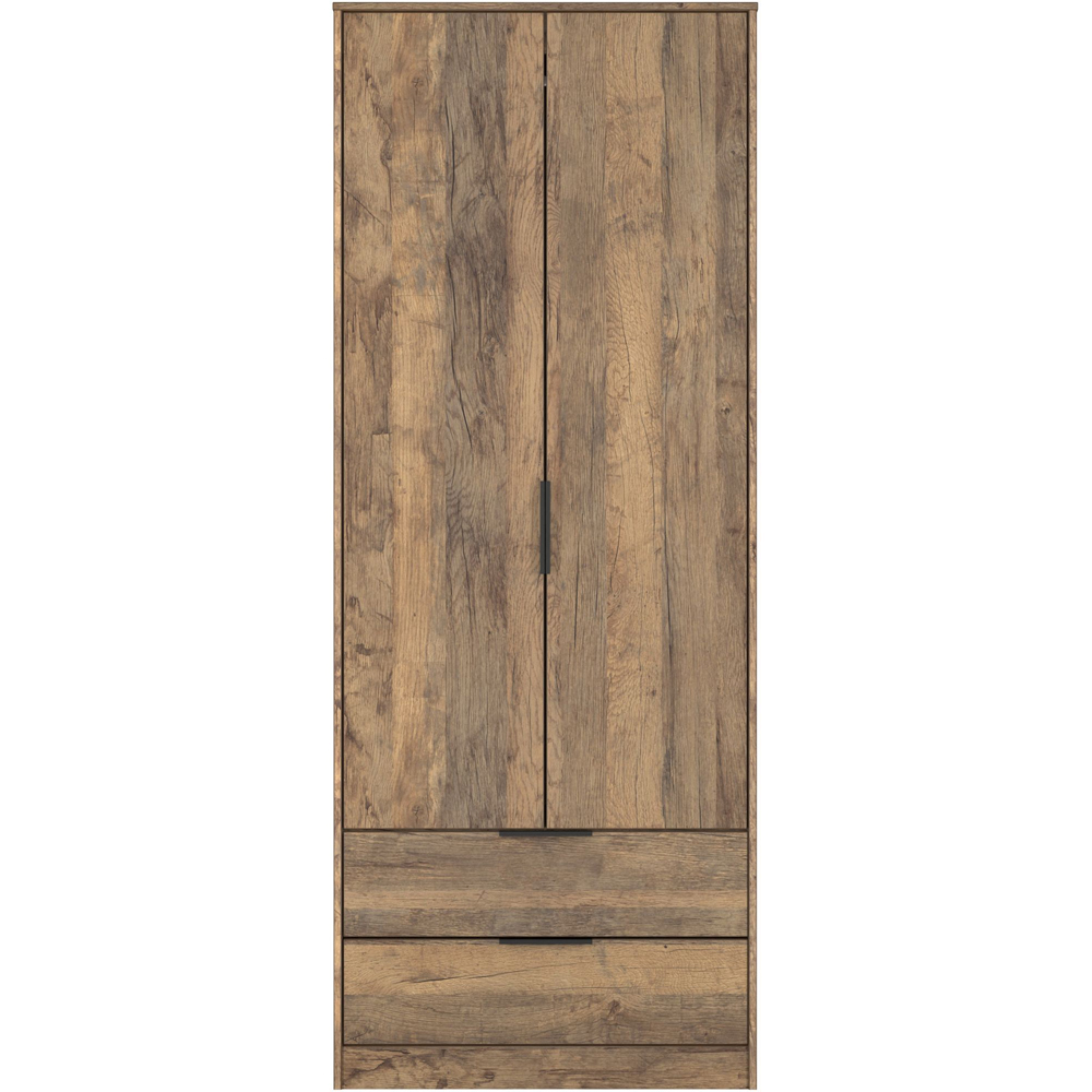 Crowndale Hong Kong 2 Door 2 Drawer Vintage Oak Tall Wardrobe Ready Assembled Image 3