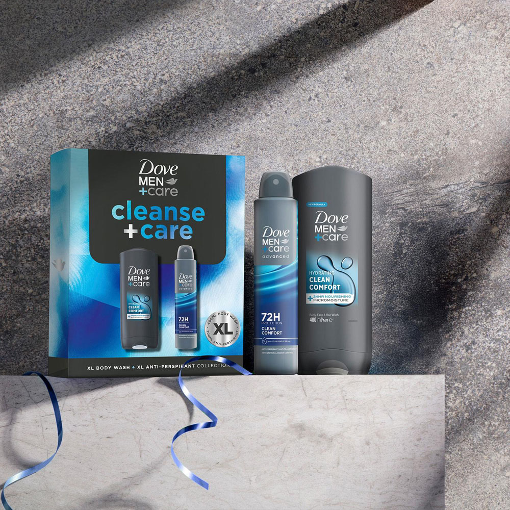 Dove Men+Care Cleanse and Care Bodywash and Bodyspray XL Duo Gift Set Image 2