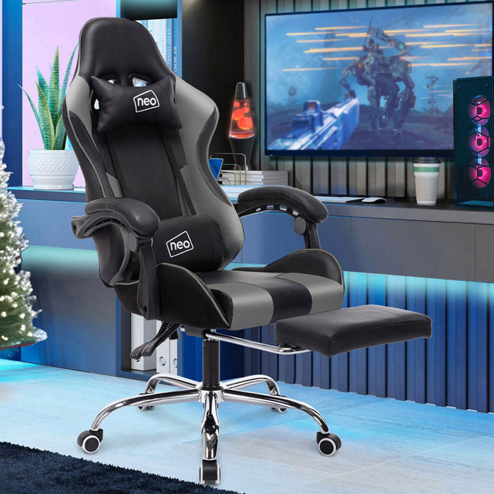 Neo Grey PU Leather Swivel Massage Office Chair Image 1