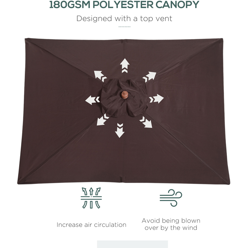 Outsunny Brown Tilting Parasol 2 x 1.5m Image 5