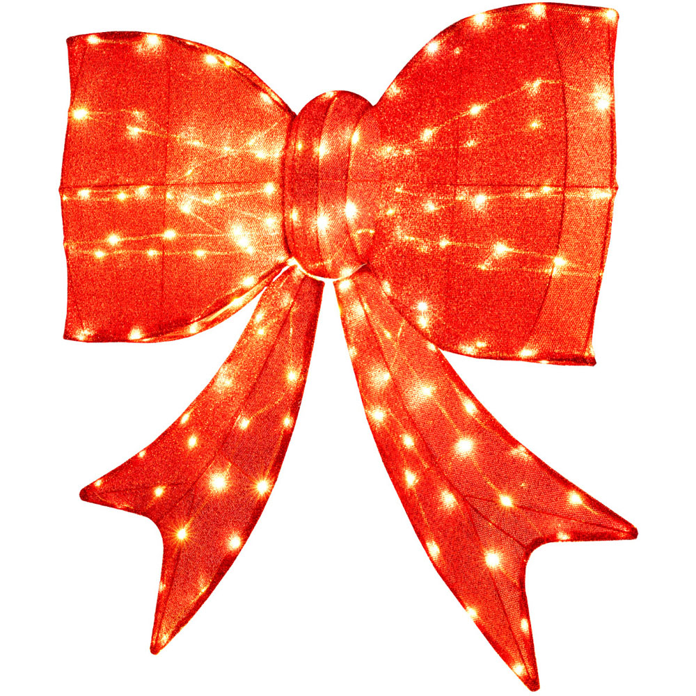 Costway 150 Warm White LED Lighted Bow Christmas Decoration with 2 Hanging Rings 3ft Image 3