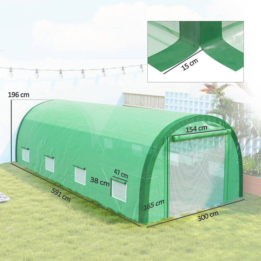 Outsunny Walk-in Tunnel Greenhouse with Mesh Door and Windows 9.8 x 19.3ft Image 9