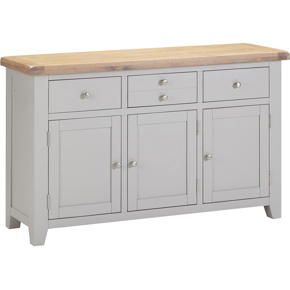 Seconique Windsor 3 Door 3 Drawer Pebble Grey and Oak Sideboard Image 2