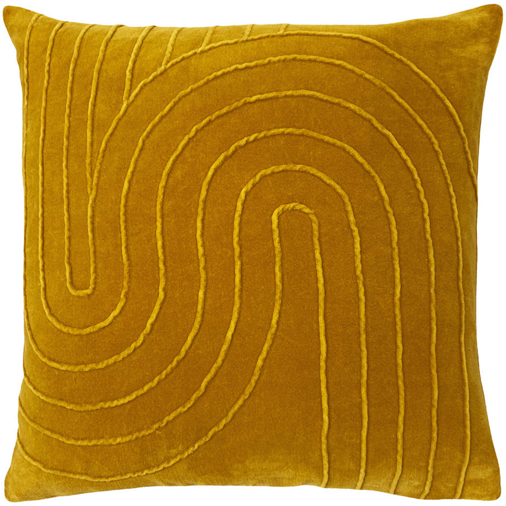 furn. Mangata Ochre Square Geometric Pleat Cushion Image 1