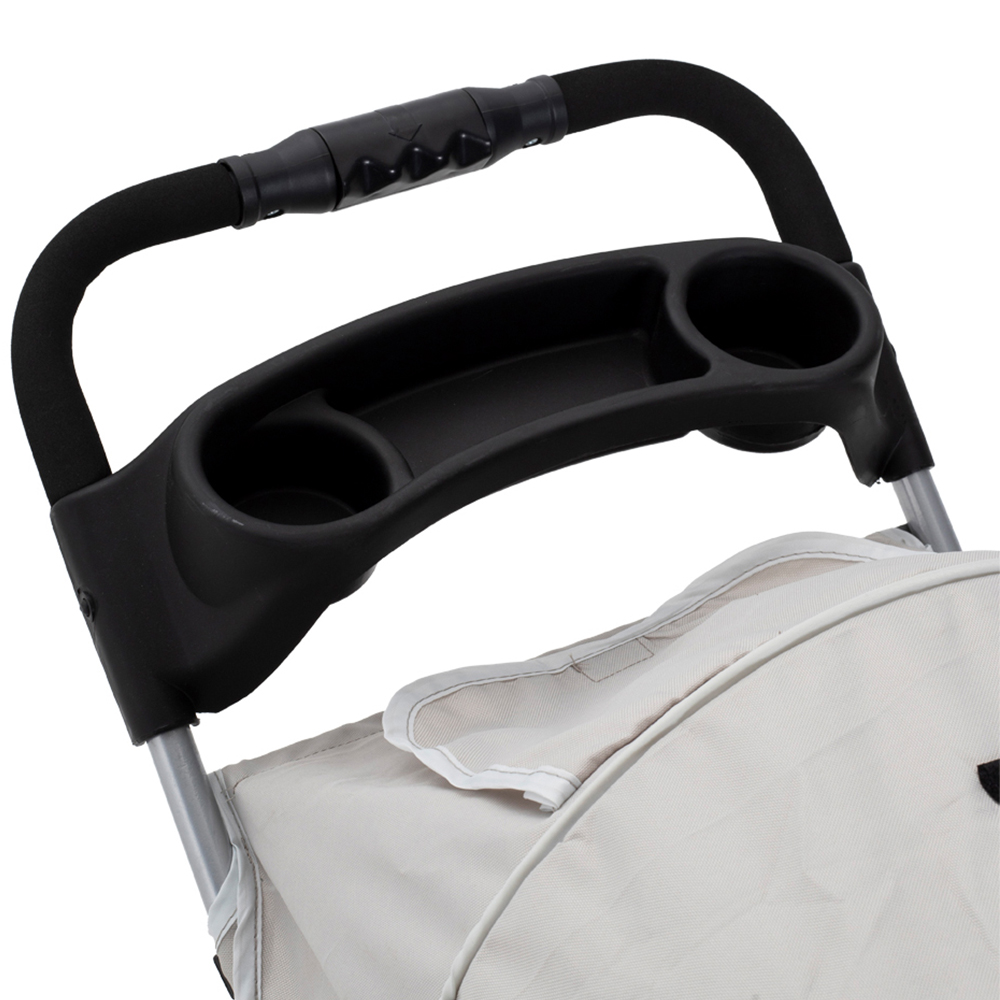 H&O Direct 3 Wheel Light Grey Pet Stroller with Storage Basket Image 4