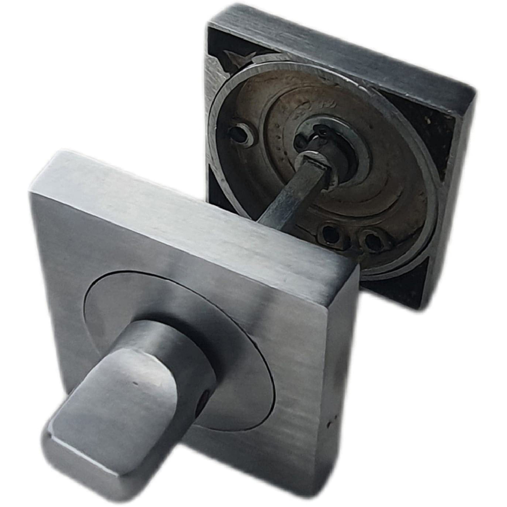 Golden Grace Satin Chrome Turn and Release Bathroom Lock Square Backplate Image