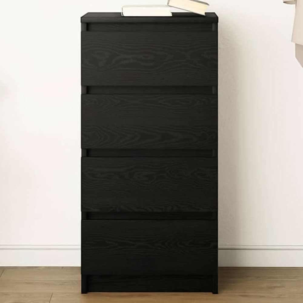 vidaXL 4 Drawer Black Oak Wooden Sideboard Image 1