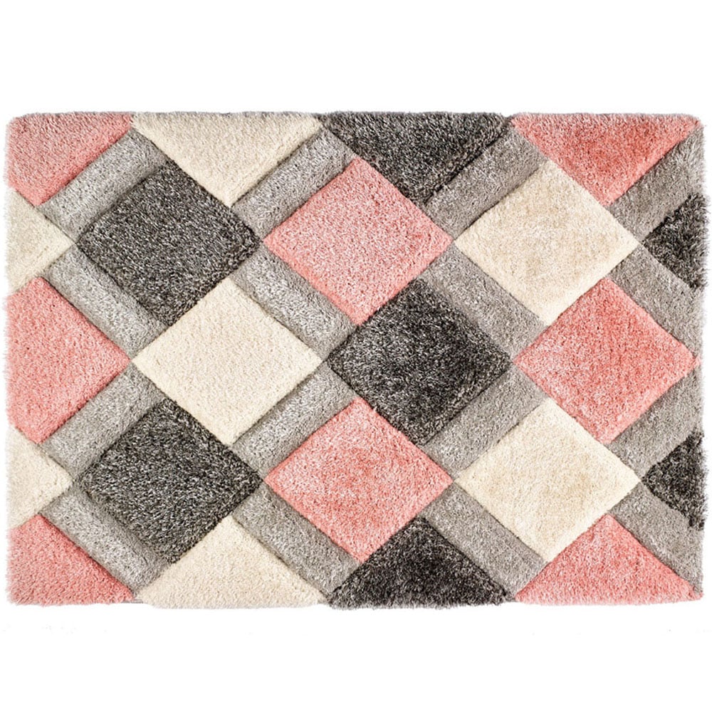 Origins Blush 3D Geo Shaggy Carved Rug 160 x 230cm Image 1