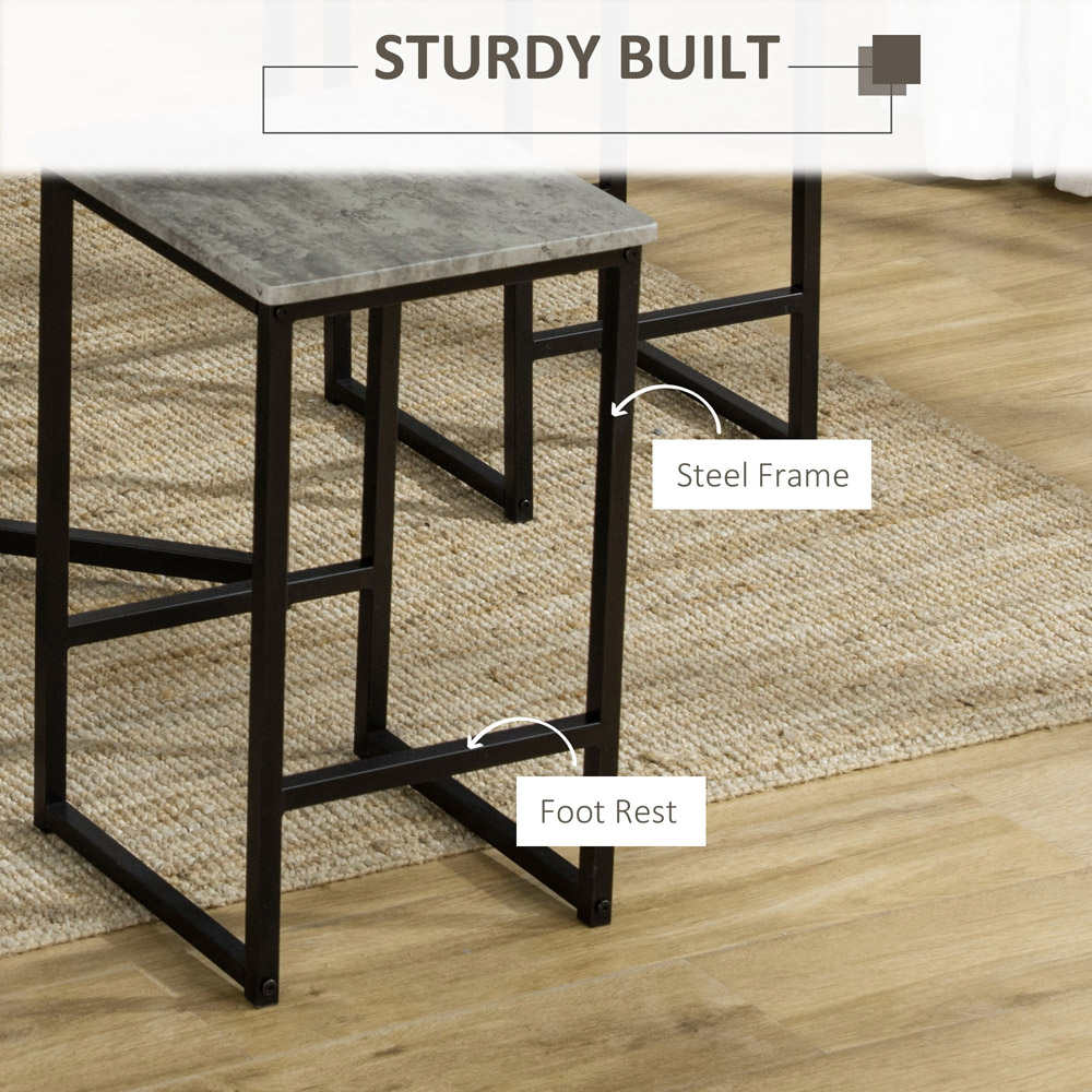 Portland 4 Seater Grey Square Bar Table with Stools Image 7