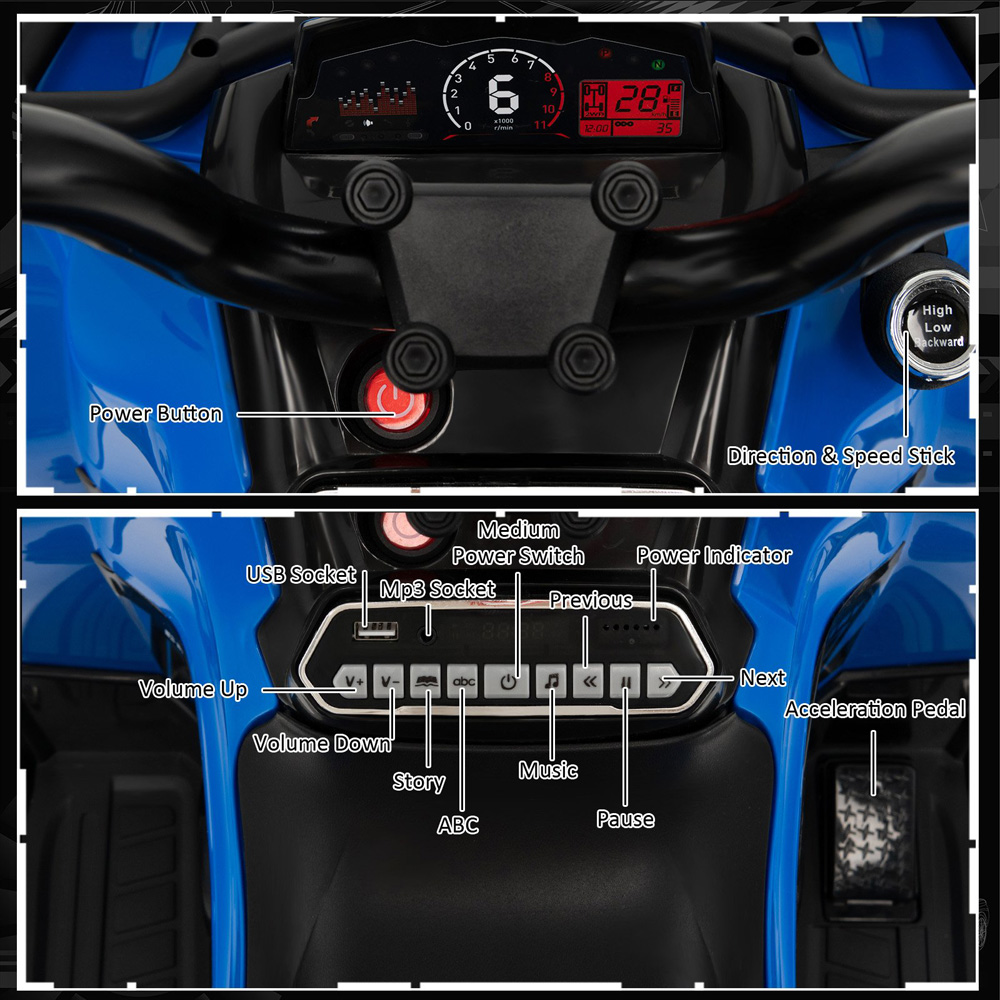 Costway Blue Electric Powered Kids Ride On ATV 12V Image 8