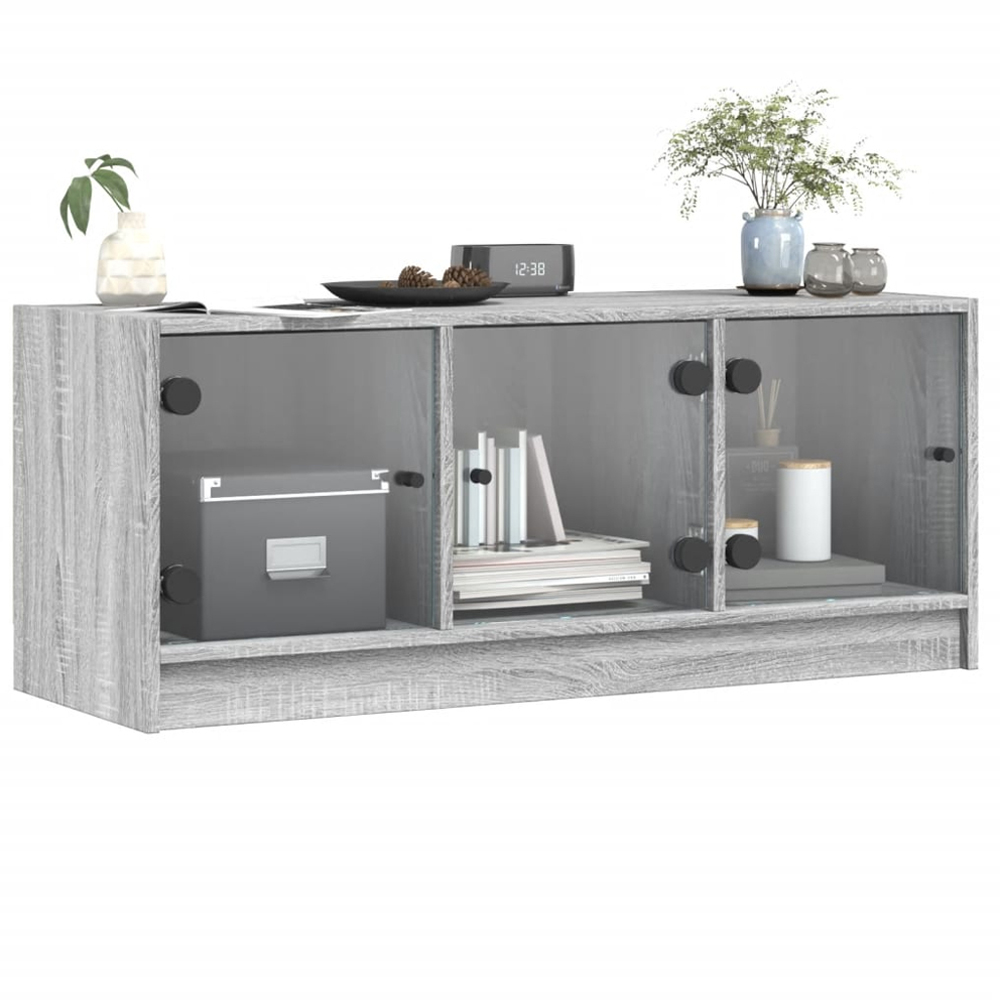 vidaXL 3 Glass Door Grey Sonoma TV Cabinet Image 3