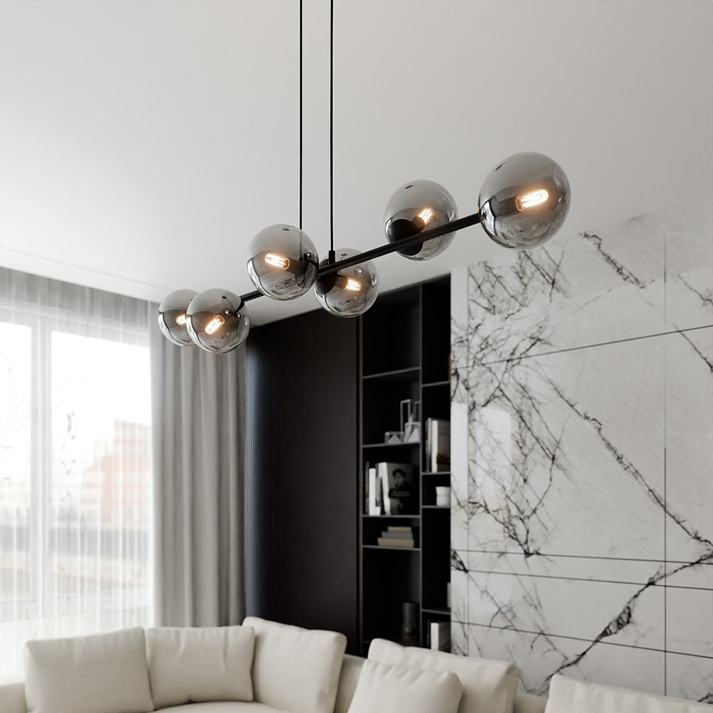 Emibig Rossi 6 Light Graphite Shade Black E14 Ceiling Pendant Light Image 8