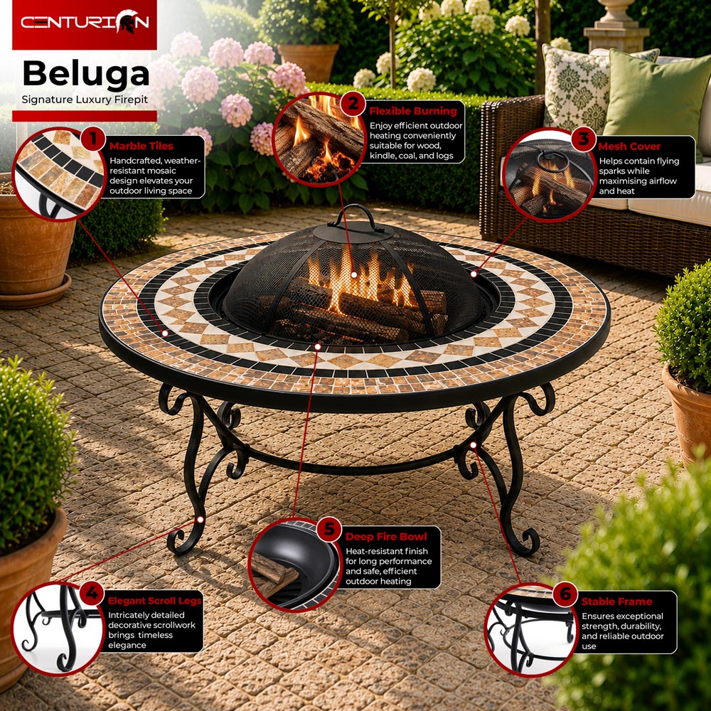 Centurion Supports Fireology Beluga Marble Effect 4 in 1 Fire Pit Image 5