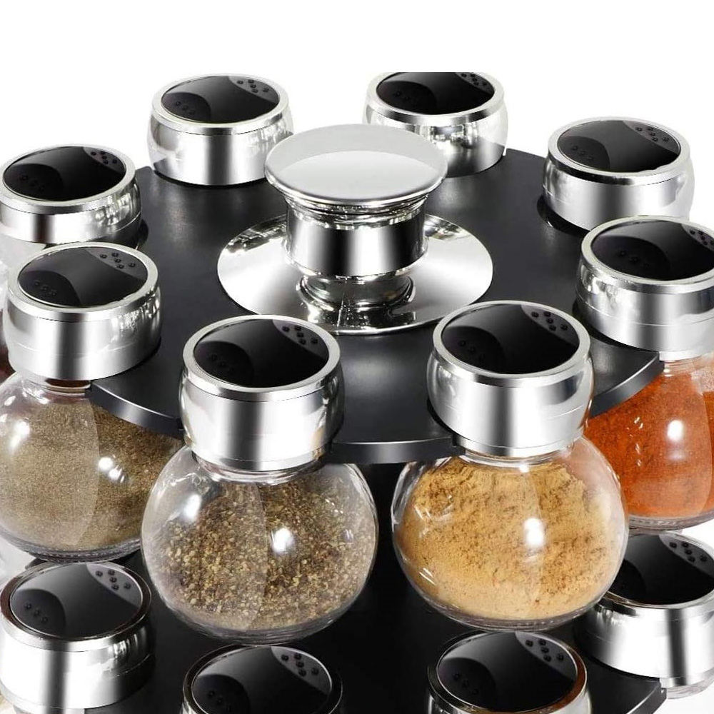 Highlands Homeware 2 Tier Rotating Spice Rack with 16 Jars Image 2