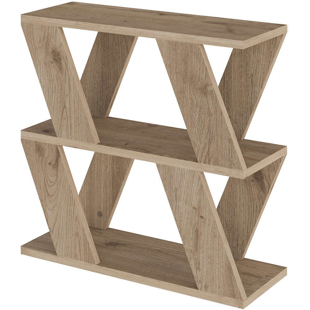 Decortie Lazena 3 Shelf Oak Effect V-Shaped Coffee Table Image 2