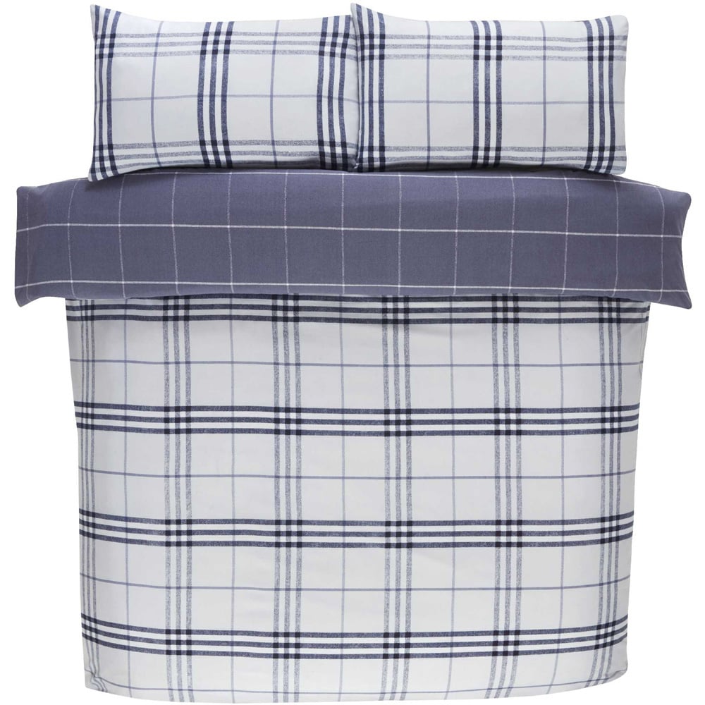 Rapport Home Harris Double Denim Check Duvet Set Image 2