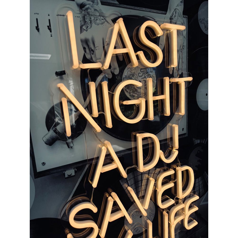 Splashbax Last Night a Dj Saved My Life Black Premium Gallery Frame LED Neon Wall Art Image 4