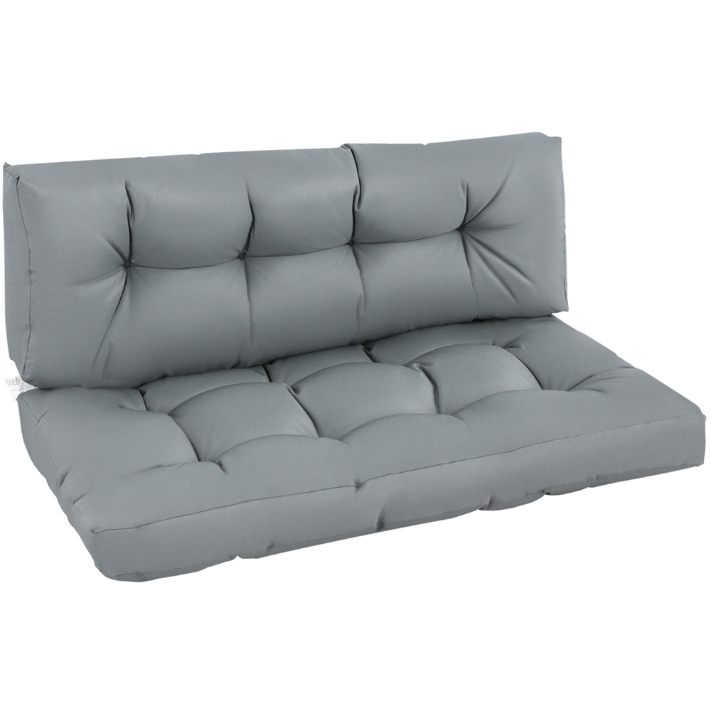 Outsunny Dark Grey Tufted Bench Back and Seat Pad Set Image 1