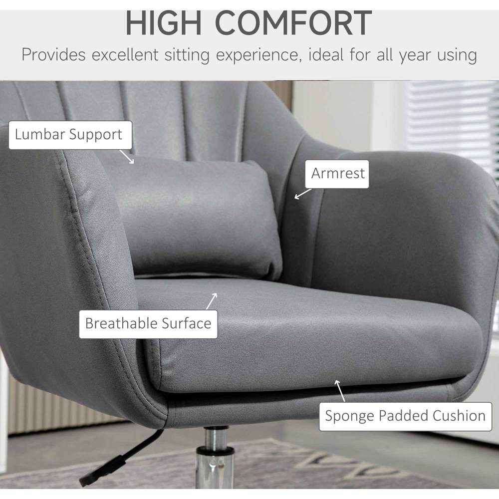 HOMCOM Dark Grey Microfibre Swivel Accent Chair Image 7