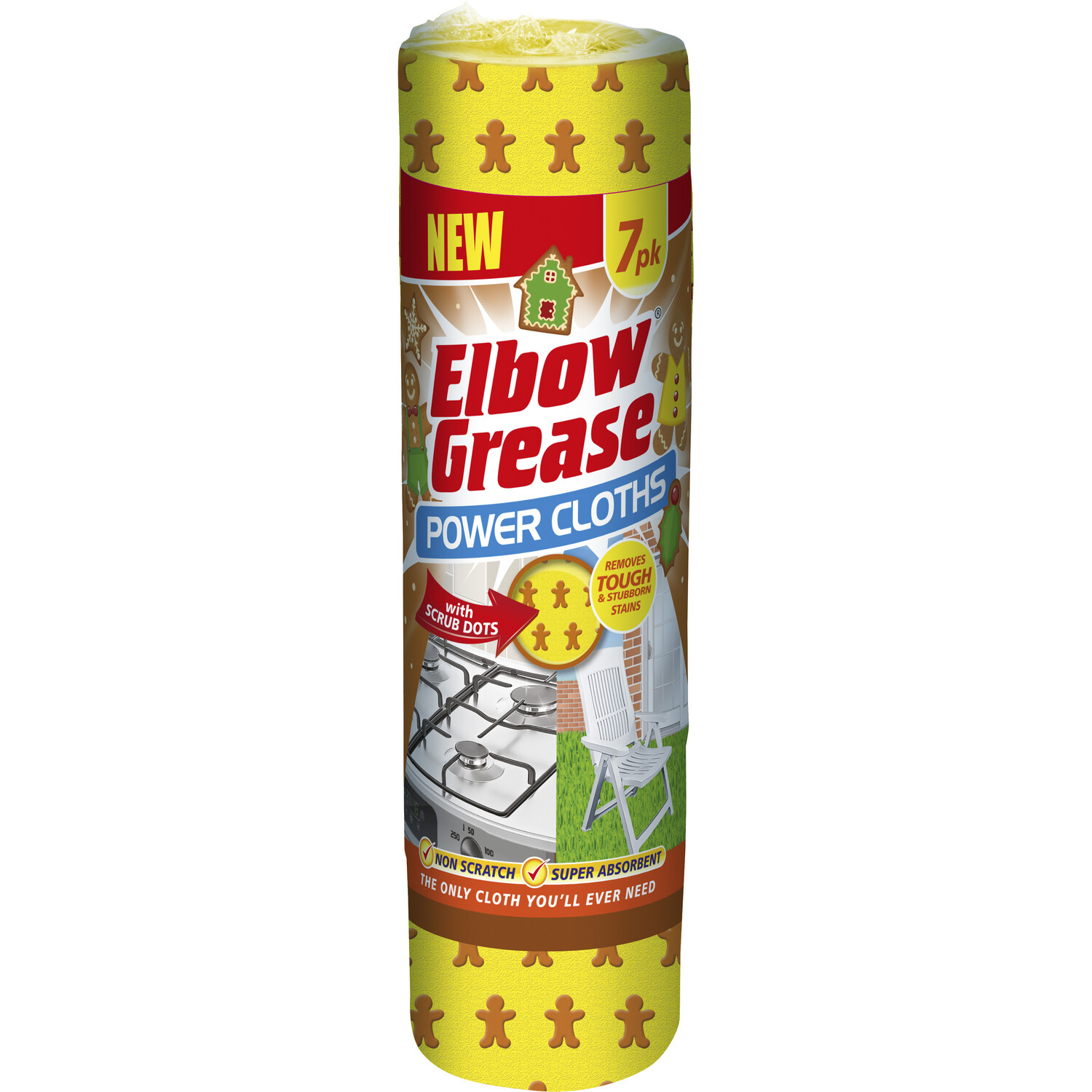 Pack of 7 Elbow Grease Gingerbread Power Cloths - Yellow Image