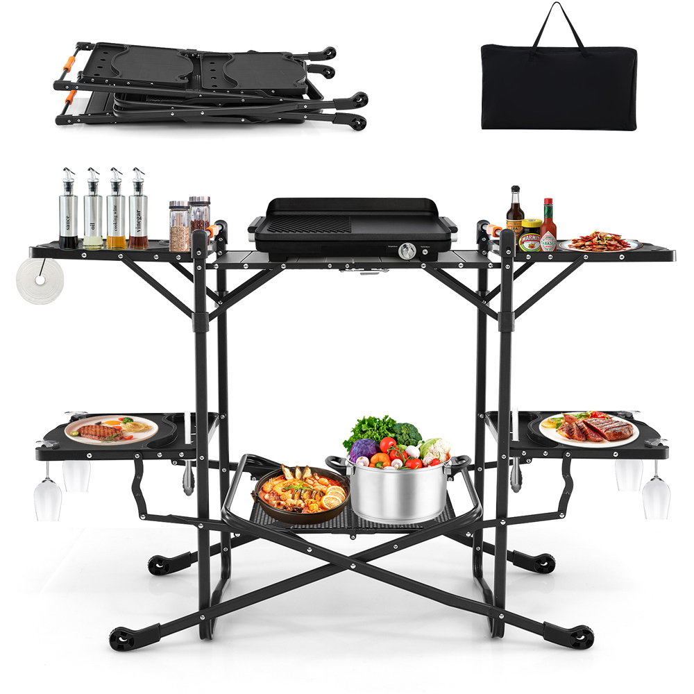 Costway Portable Folding Cook Station with Aluminium Tabletop Image 3