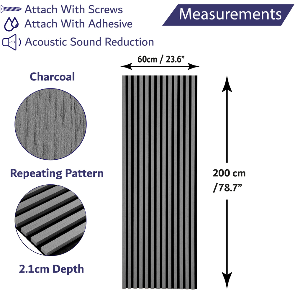 Home Treats Grey Oak Wooden 3D Acoustic Wall Panel 60 x 200cm Image 9