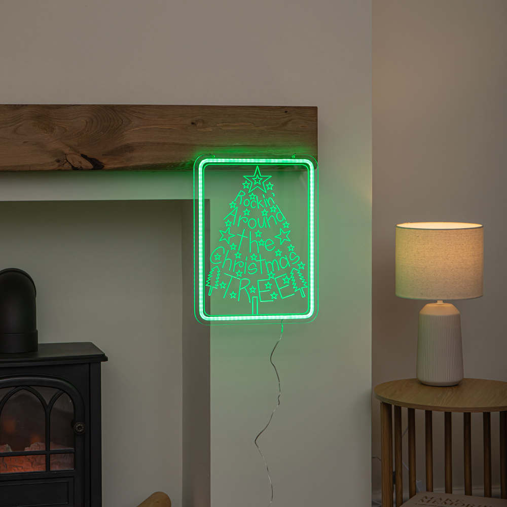Samuel Alexander Green LED Neon Rockin' Around the Christmas Tree Christmas Decoration 40cm Image 3