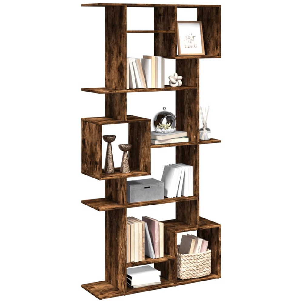 vidaXL 9 Shelf Smoked Oak Bookcase Image 4