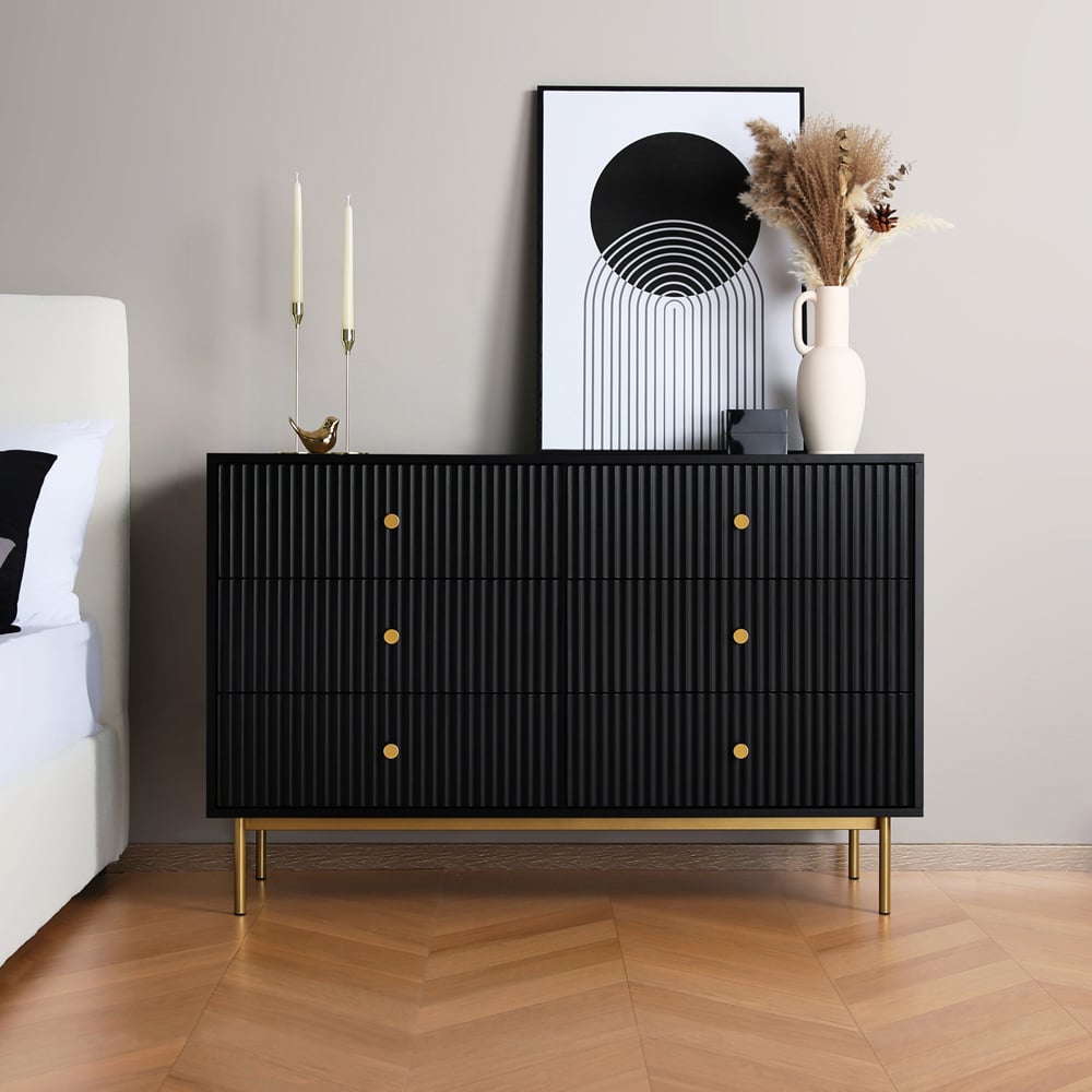 6 Drawer Black Chest of Drawers Image 3