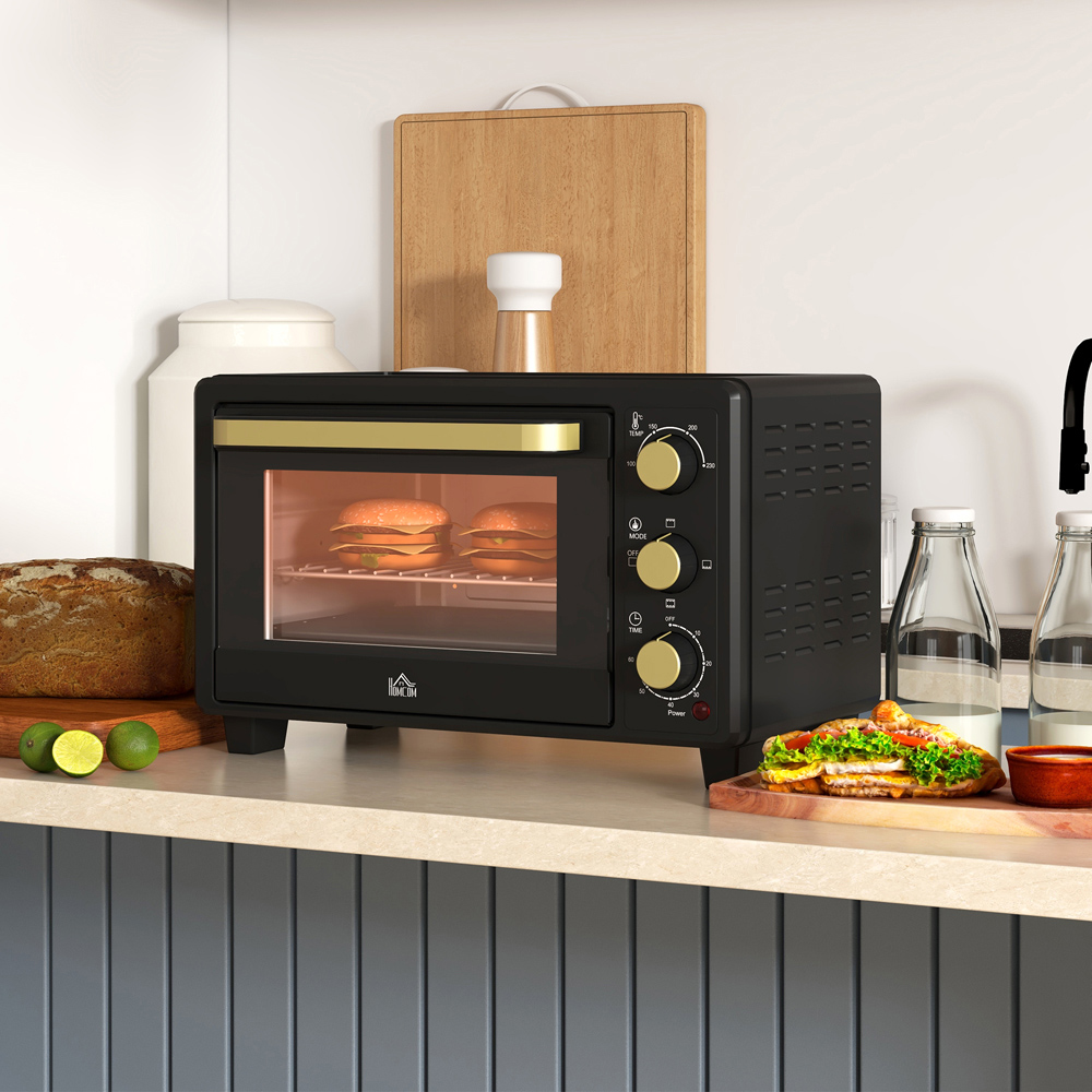 HOMCOM 800-083V70BK Black 16L Countertop Mini Oven 1400W Image 2