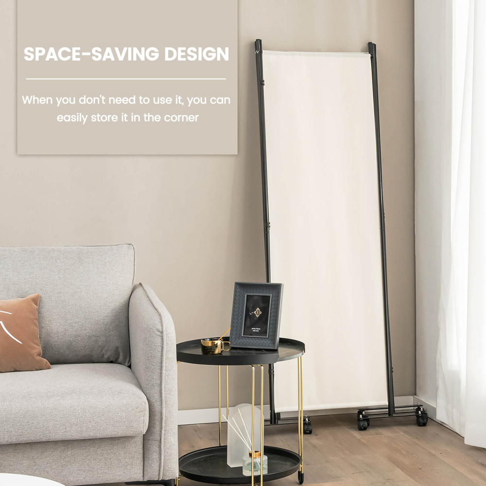 Costway 4 Panel White Folding Room Divider with Wheels Image 4